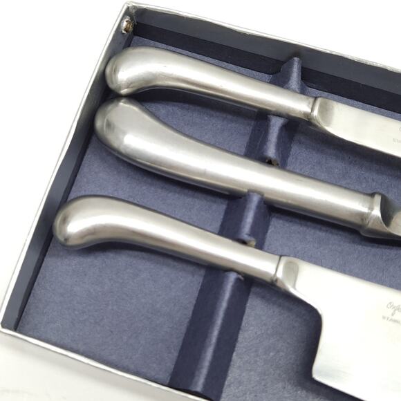 Vtg Oxford Hall Stainless Cheese Cutter Server Set 3pc Charcuterie MCM Japan - Picture 4 of 5